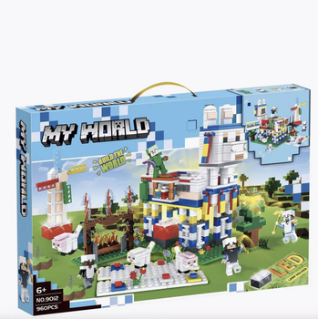 Большой конструктор My World Minecraft Майнкрафт Деревня Ламы — 960 деталей, LED, для детей от 6 лет