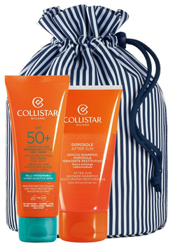 Zestaw kosmetyków do ochrony przeciwsłonecznej Collistar Active Protection Krem Spf 50+ 100 ml + Żel pod prysznic do ciała i włosów 150 ml + Torebka kosmetyczna (8015150006590)