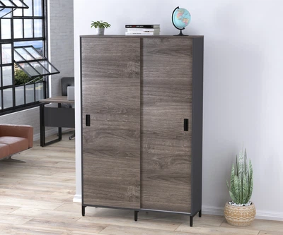 Шкаф офисный раздвижной LS-1200-1900 антрацит Дуб Палена