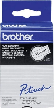 Taśma etykietowa Brother TC-201 12 mm x 7.7 m White (4977766050524)