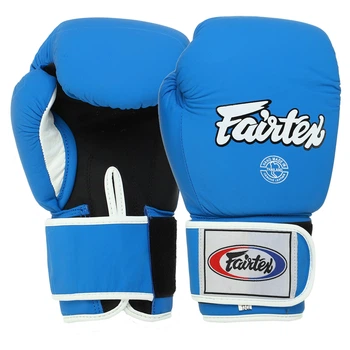 Перчатки боксерские кожаные FARTEX F-8577 синий-черный, размер 10 oz