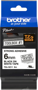 Taśma etykietowa Brother TZE-S211 6 mm x 8 m White (TZES211)