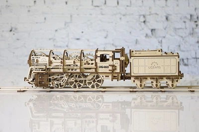 Механічний 3D-пазл UGEARS Локомотив з тендером 443 деталі (70012) (4820184120235)
