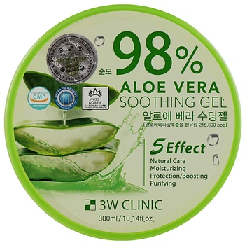 Увлажняющий гель для лица и тела с соком алоэ вера 98 % 3W Clinic Aloe Vera Soothing Gel 300 г (8809563060795)