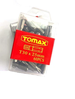 Бита T30 х 25 мм магнитная TOMAX 60 шт