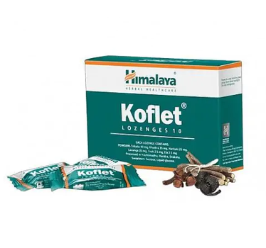 Натуральна добавка Кофлет льодяники Хімалая 10шт при кашлі Koflet lozenges Himalaya