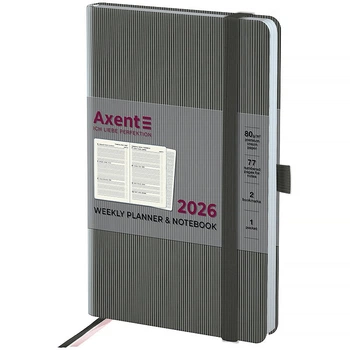 Еженедельник датированный 2026 Axent Partner Lines 125*195 мм 192 страницы серый (8515-26-03-A)