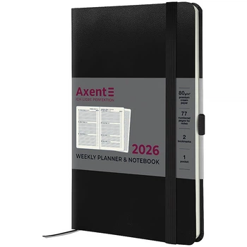 Еженедельник датирован 2026 Axent Partner Strong 125*195 мм 192 страницы черный (8505-26-01-A)