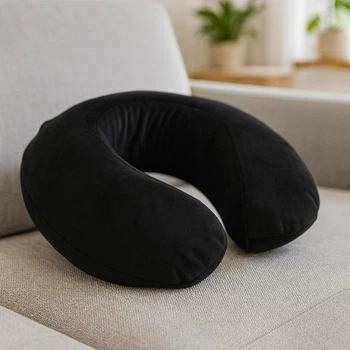 Подушка для подорожей MirSon №8725 Velvet Line 28-0007 Black Піна Memory Антиалергенна 30x37х10 см (2200006348108)
