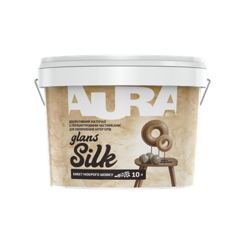 Краска декоративная Aura Silk Glans Мокрый шелк Серебряная 10 л (11,9 кг)