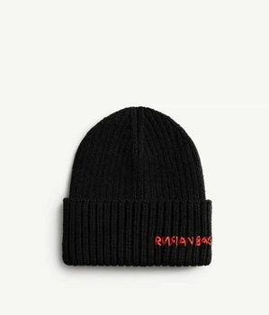 Женская шапка с логотипом Ruslan Baginskiy Monogram-embroidered Wool Beanie Размер 56см Черный