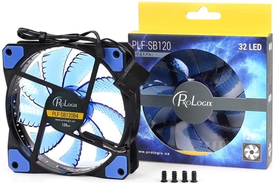 Вентилятор ProLogix 120*120*25 32 Blue LED 3+4pin (PLF-SB120B4) BOX