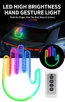 LED табличка автомобильная RGB ладонь с подсветкой — жест благодарности, пульт ДУ