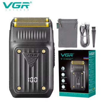 Електробритва чоловіча шейвер з подвійним лезом та LED-дисплеєм VGR V-363