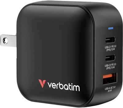 Ładowarka sieciowa Verbatim Travel Mini GaN 70W Black (0023942322290)