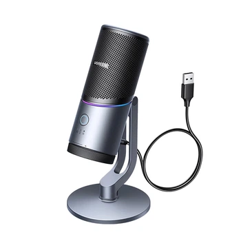 Микрофон настольный UGREEN CM769 с RGB-подсветкой и шумоподавлением (USB-A, 24 бит/96 кГц). Gray