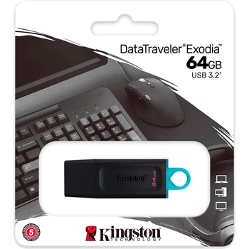 Флеш память 64Gb Kingston USB 3.2 DT Exodia Black/Teal (57675)