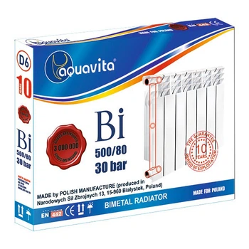 Секция радиатора биметаллического Aquavita 500/80 D6 30 бар