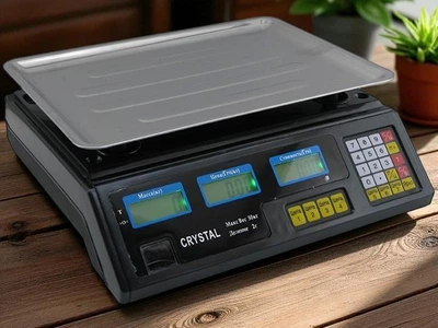 Весы торговые электронные Crystal CR V со счетчиком цены до 50 кг на батарейках и от сети 220 В шаг 2 г черный (6-O5)