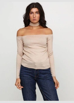 Лонгслив женский H&M Бежевый XS (0423107)