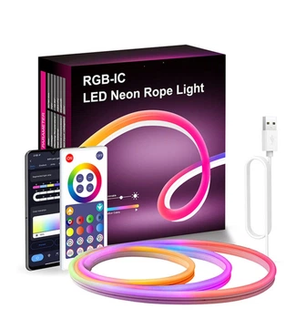 Стрічка розумна гнучка LED Neon RGB неонова 5 метрів від USB керування кольорами режимами з телефона