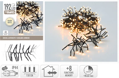 Светодиодная гирлянда Christmas Decoration 192 LED 4.4 м (8 функций) 220V Тёплый белый (AX8550100)