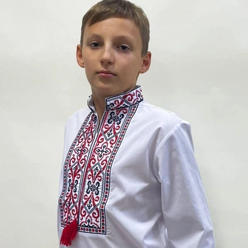 Вишиванка для хлопчиків Козачок Йосип 164 білий з червоним орнаментом