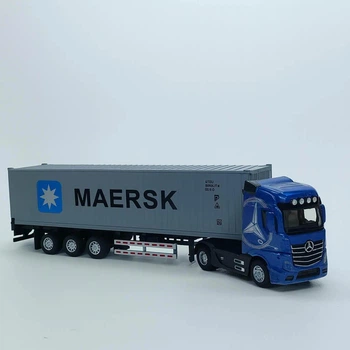 Металлическая фура Автопром синяя 32 см AP7540A — машинка с подсветкой фар, звуком двигателя и сигнала
