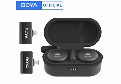 Петличний мікрофон BOYA Omic U з зарядним кейсом та 2 адаптерами USB-C та Lightning, Чорний (5257201)