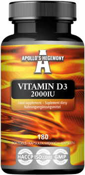 Suplement diety Apollo's Hegemony Vitamin D3 2000 IU 180 kapsułek (8721077931340)