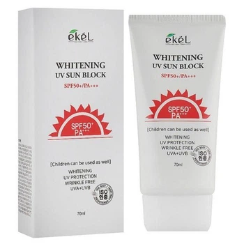 Сонцезахисний крем з ефектом освітлення EKEL Whitening UV Sun Block SPF 50 PA+++ 70ml
