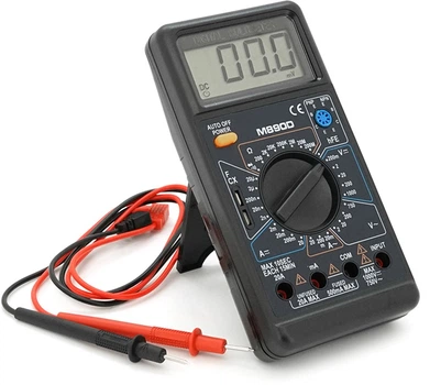 Мультиметр M-890D Вимірювання: V (AC/DC), A (AC/DC), Ω, C, hFE. Функції: продзвонювання, тест діодів, транзисторів.
