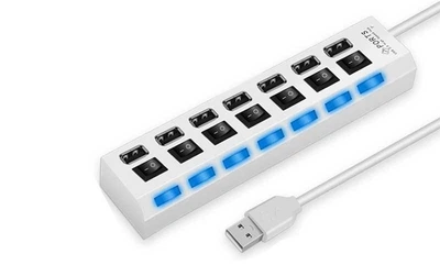 USB-хаб Gembird на 7 портов USB, белый, с выключателями (679257675886)