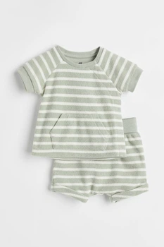 Комплект (футболка, шорты) H&M 56см зелено белый 23091075890