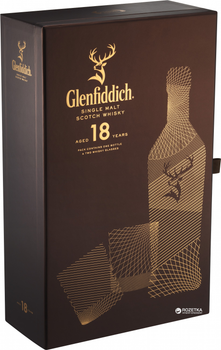 Віскі односолодове Glenfiddich 18 yo + 2 склянки 0.7 л 40% (5010327345833)