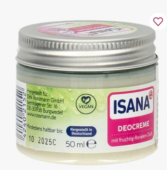 Крем-дезодорант 24 часа защиты Isana deocreme 50 мл