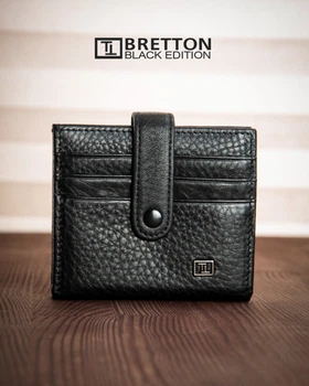 Чоловічий шкіряний гаманець - візитниці Bretton серія Black Edition PR-250825-40847 чорний