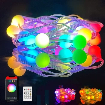 Розумна світлодіодна музична гірлянда Dream Color 5 м, 33 великі кулі, MultiRGB, USB, керування зі смартфона та пульта