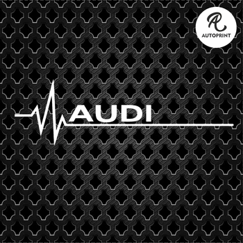 Наклейка на авто машину Oracal Кардиограмма Логотип Эмблема Audi Ауди Белая 20х6см (EA051-2)