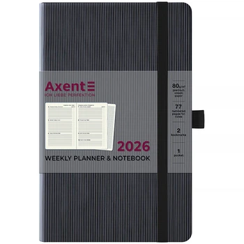 Еженедельник датирован 2026 год Axent Partner Lines 125х195 мм черный 8515-26-01-A, 72751