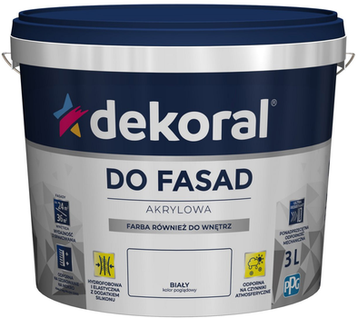 Farba akrylowa Dekoral do elewacji Śnieżnobiała 3 l DL-250806 (5904000810636)