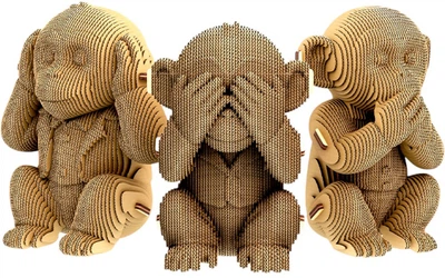 Картонный конструктор Cartonic 3D Puzzle Monkeys Trio 267 элементов (CARTTRIOMONK)