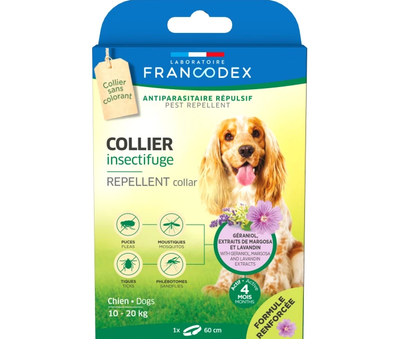 Нашийник з репелентною дією для собак 10-20 кг LABORATOIRE FRANCODEX Repellent Collar від бліх і кліщів 60 см