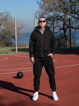 Спортивний костюм чоловічий на флісі оверсайз крою на блискавці Teamv Fur Zip Чорний XXL