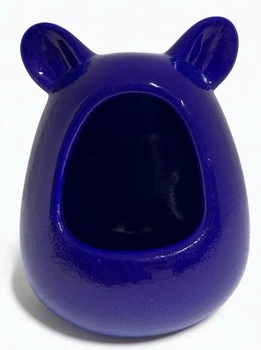 Купалка керамічна для гризунів Mazceramics ручної роботи з вушками синя зерниста Г:15 см х Ш:16 см х В:21 см