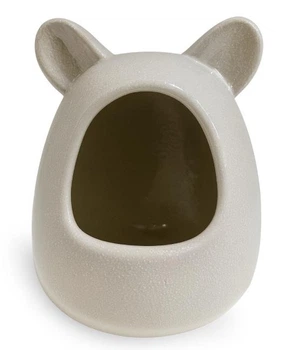 Купалка керамічна для гризунів Mazceramics ручної роботи з вушками сіра зерниста Г:15 см х Ш:16 см х В:21 см