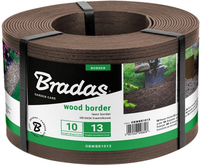 Бордюр Bradas Wood Border 130 мм х 2.8 мм х 10 м Коричневий (OBWBR1013)