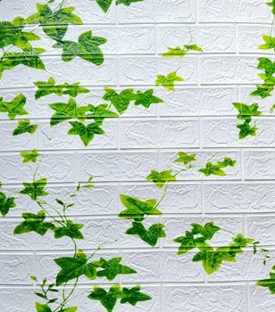 3D панель самоклеюча StickerWall декоративна 770х700х3 мм біла з плющем