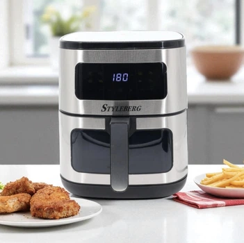 Аерофритюрниця Styleberg 1570G з двома тенами – безмаслова електрична аерогриль 7.5л, мультипіч з сенсорним керуванням 2000 Вт