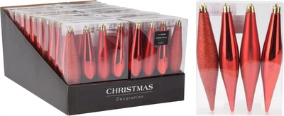 Набір ялинкових прикрас Christmas Decoration 15 см 4 шт в формі бурульок Червоний (AVS101220)